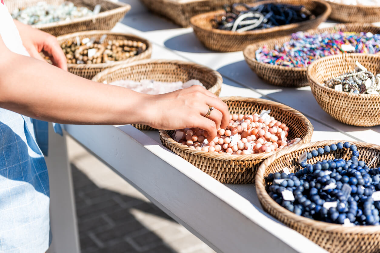 colorful stone beach bracelets 